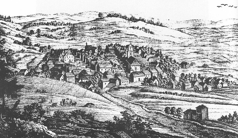 Fenster-Gurus in Schönsee – Ansicht von Schönsee (Foto: Kupferstich um 1700, Stecher unbekannt) Fenster-Gurus in Schönsee – Ansicht von Schönsee
